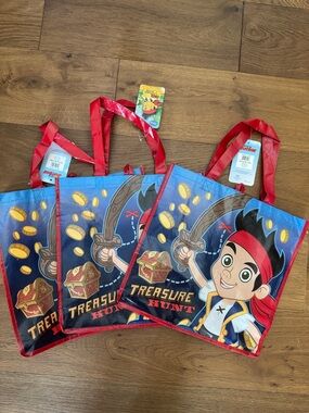 Kids Treasure Hunt Reusable Tote Bags - Pirate Design (Blue, Red, Yellow)